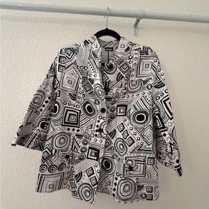 Westbound Black and White Geometric Blazer